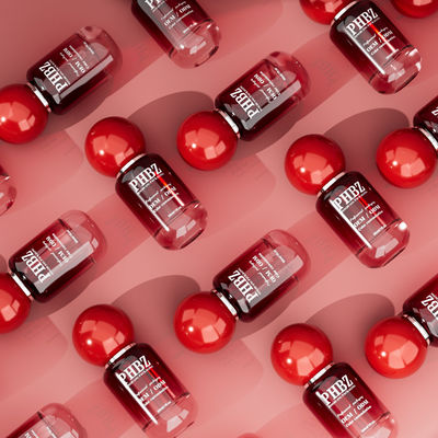 30ml / 1oz 빈 빨간색 기울기 유리 화장품 세움병 둥근 공 캡, 사용자 지정 색상 OEM ODM 로션 에센셜 오일 피부 관리 포장