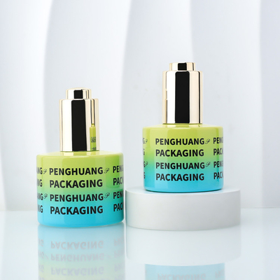 노란색 그레이디언트 블루 30ml 50ml 에센스 오일 세럼 드롭퍼 병 사용자 지정 로고