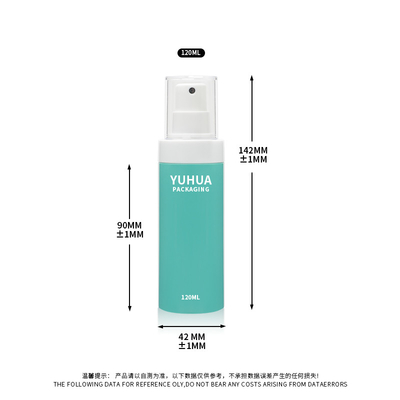색상 120ml 빈 흰색 얇은 안개 플라스틱 스프레이 펌프 병 몸 톤 물