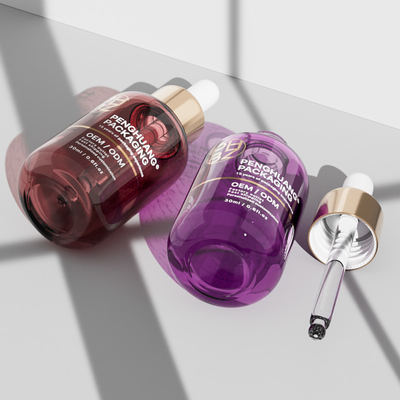 30ml 둥근 유리 세럼 방울 머리에 대한 관리 에센셜 오일