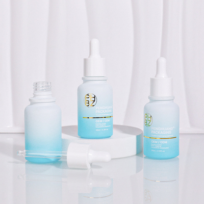 사용자 지정 로고 30ml 유리 혈청 병 마트 하얀 방울 병 머리 기름