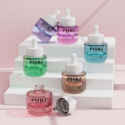 평평한 어깨 두께 20ml 유리 혈청 오일 드롭퍼 병
