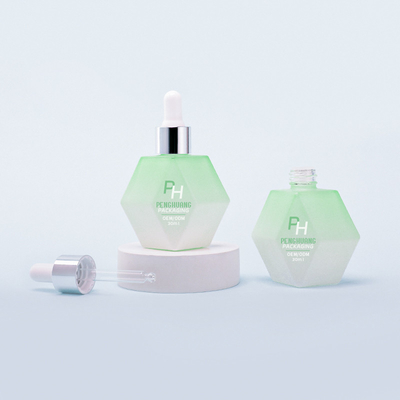맞춤형 독특한 모양 얼음 녹색 유리 혈청 방울병 30ml 에센셜 오일 병