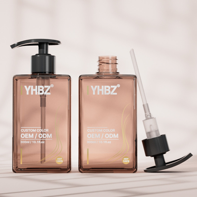300ml 평면 플라스틱 샴푸 병 반려동물 평면 어깨 펌프 용액 병