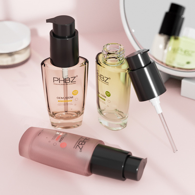 혈청 로션 펌프 병 50ml 유리 액체 기초 펌프와 병