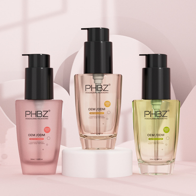 혈청 로션 펌프 병 50ml 유리 액체 기초 펌프와 병