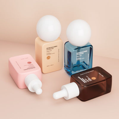 럭셔리 도매 파운데이션 병 30ML 둥근 공 모자 두꺼운 바닥 빈 액체 파운데이션 병