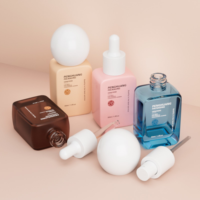 빈 도매 펌프 병 30ML 둥근 공 캡 정면 유리 액체 기초 병
