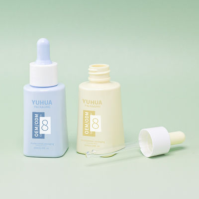 커스텀 로고 50ml PET 평면 세럼 방울병 고무 뚜??