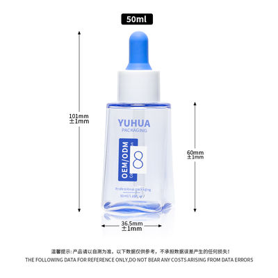 커스텀 로고 50ml PET 평면 세럼 방울병 고무 뚜??