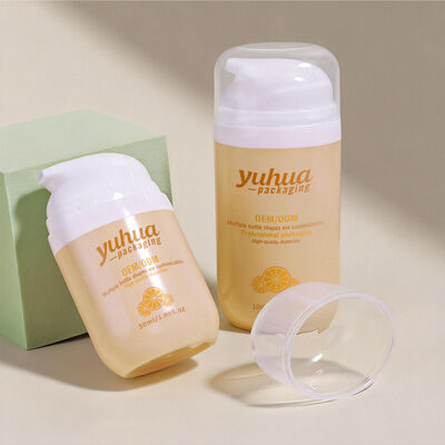 화장품 포장 및 액체 보관용으로 공기 없는 펌프와 얼음 표면을 가진 PP 재료로 만든 플라스틱 로션 병