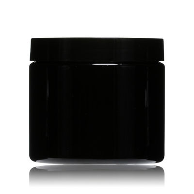 서리로 덥은 OEM 넓은 입 화장용 단지 까만 뚜껑을 가진 500ml 애완 동물 단지