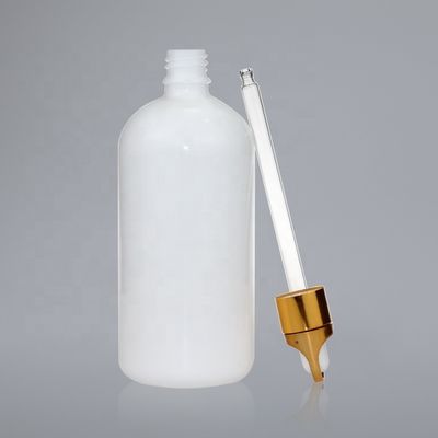 White Round 200ml Oil Dropper Glass Bottle With Glass Dropper Cap