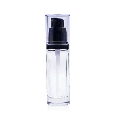 아름다움 펌프를 가진 유리제 액체 기초 병을 포장하는 호화스러운 둥근 30ml 화장품