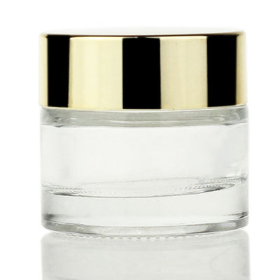 Luxury OEM 10g Clear Glass Cosmetic Jars Gold Cover Clear For Cream