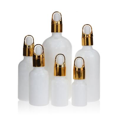 유리제 점적기 모자를 가진 백색 둥근 200ml 기름 점적기 유리병