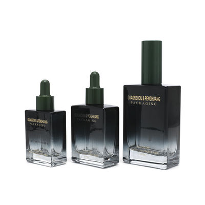 화장품 30ml 50ml 100ml 빈 블랙 스퀘어 럭셔리 세럼 유리 에센셜 오일 스포이드 병