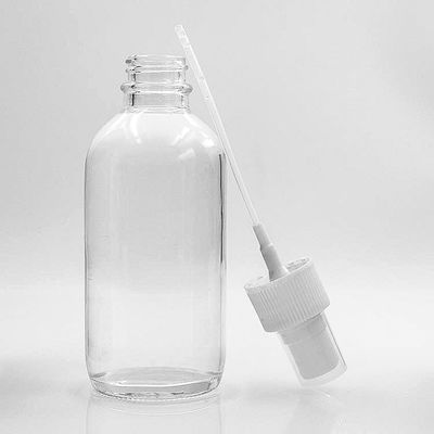 펌프 스프레이가있는 액체 120ml 투명 보스턴 유리 병