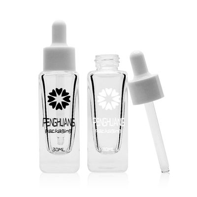 흰색 스포이드가 있는 50ml 혈청 유리병