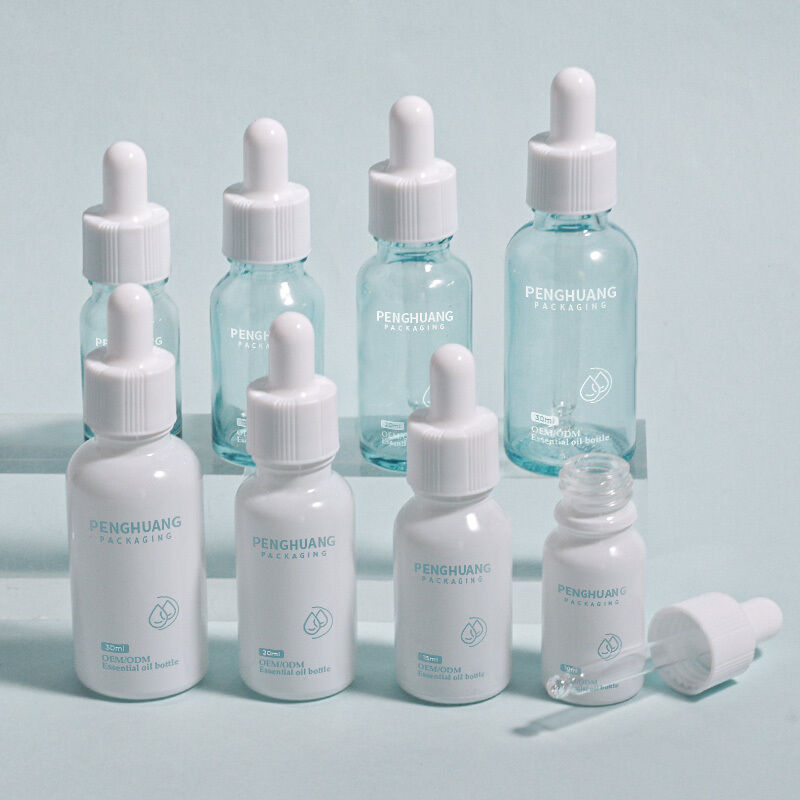 유리 오일 드롭퍼 유리 병 로고 에센셜 오일 세럽 및 화장품 용도로 설계 된 사용자 지정 부드러운 컨테이너