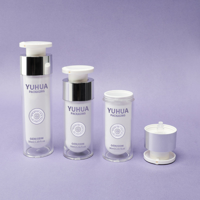 이중 벽 플라스틱 공기 없는 병 30ml 50ml 맑은 공기 없는 펌프 병