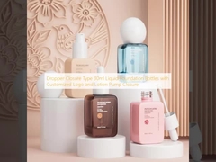 맞춤형 로고 및 로션 펌프 마개를 갖춘 30ml 액체 파운데이션 병 (드롭퍼 마개 타입)